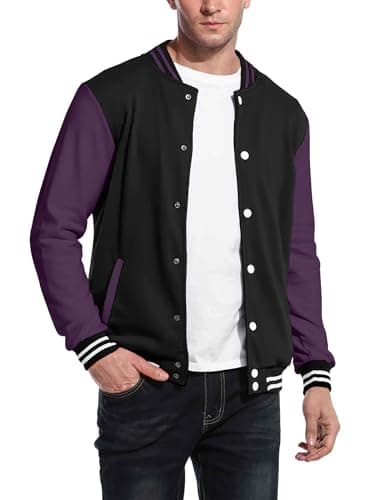 COOFANDY Men's Slim Fit Cotton Varsity Baseball Bomber Jacket