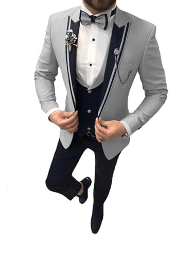 Suzhimo Men's Slim Fit Tuxedo Suit with Blazer, Pants & Tie for Marriage Prom