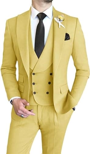 AufewB Men's Elegant Solid One-Button Slim Fit Party Suit Set