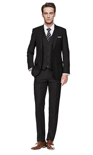 Amyox Men's Slim Fit 3 Piece Business Wedding Tux Suit Set Jacket Vest Pants Tie