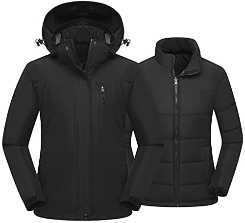 PTSOC Women's 3-in-1 Ski and Hike Jacket - Waterproof, Windproof, Warm Winter Snow Coat