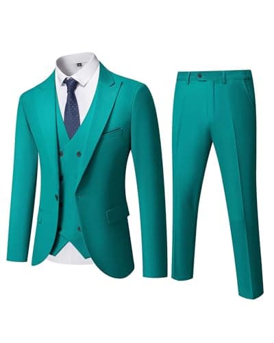 YND Men's Slim Fit 3-Piece Business Suit Set with Blazer & Vest
