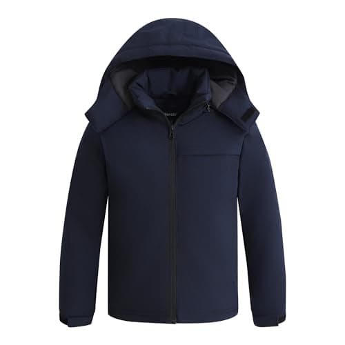 Boys' Winter Waterproof Windbreaker Coat with Removable Hood