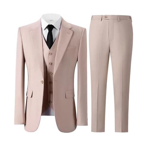 Solove-Suit Men's 3-Piece Regular Fit One-Button Formal Suit for Wedding