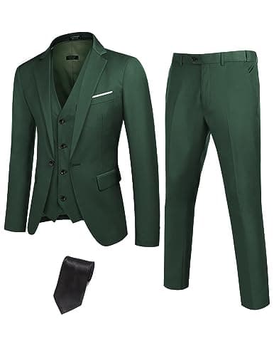 COOFANDY Men's 3-Piece Slim Fit Suit with Blazer Jacket and Pant