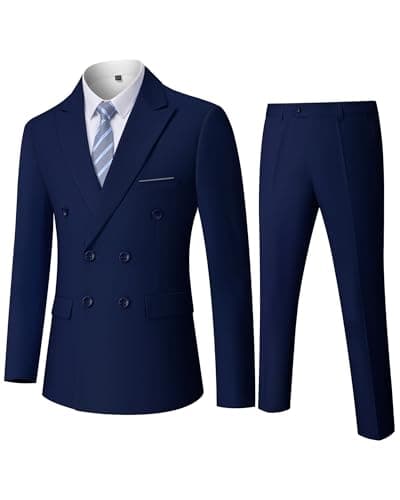 YND Men's Slim Fit 3 Piece Stretch Suit with One Button Blazer Pants, Party & Wedding