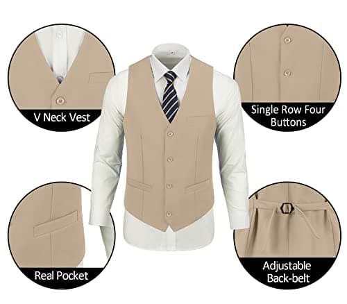 DOISPON Men's 3-Piece Slim Fit Suit