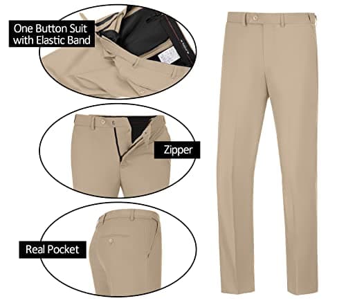 DOISPON Men's 3-Piece Slim Fit Suit