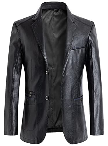 Chou Yakou Men's Slim Fit Notched Collar Moto Blazer Jacket