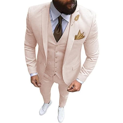 Solove-Suit Men's 3-Piece Regular Fit One-Button Formal Suit for Wedding