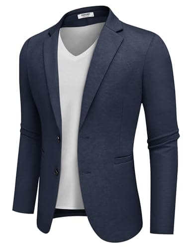 COOFANDY Men's Casual Two-Button Knit Blazer Lightweight Sport Coat Suit Jacket