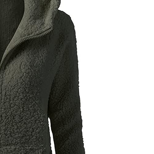 YMADREIG Women's 2023 Winter Fuzzy Fleece Zip-Up Hoodie Coats Plus Size Warm