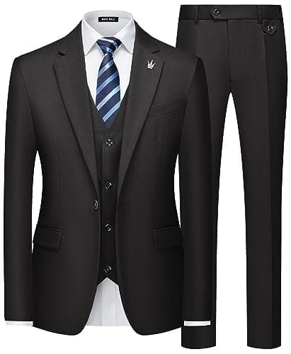 MAGE Men Slim Fit 3PC Tuxedo Suit Blazer Vest Pants Set