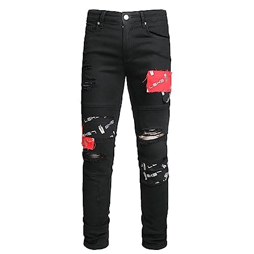 Slim Fit Men's Ripped Stretch Jeans