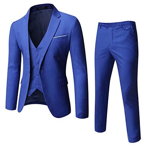 WULFUL Men’s Slim Fit 3-Piece Suit: Blazer, Vest & Pants for Business and Weddings