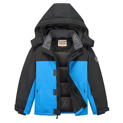 WULFUL Kids' Waterproof Fleece Ski Jacket - Warm Hooded Winter Coat for Boys and Girls