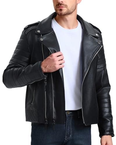 WULFUL Men's Leather Jackets Global Recycled Standard
| Faux Bomber Jacket for Men Global Recycled Standard
| Motorcycle Lapel Asymmetric Zip-Up Slim Fit Biker Coat Global Recycled Standard