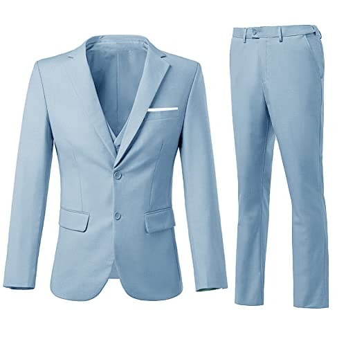 ZKHOECR Men's Slim Fit 3-Piece Suit