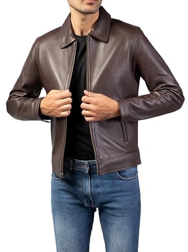Premium Leather Jacket for Men - Classic Polo Collar Style for Everyday Wear