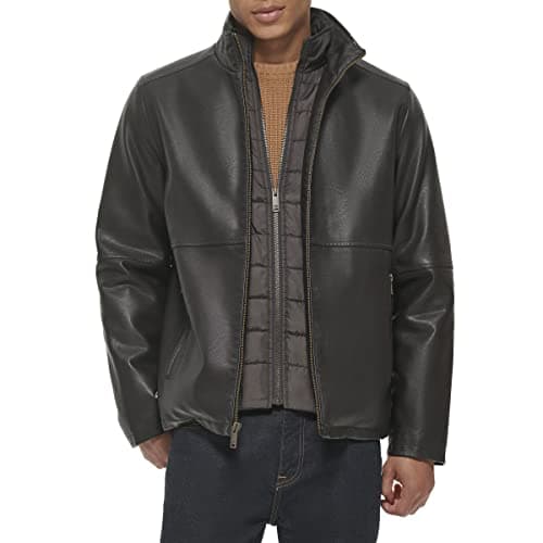 Men's Faux Leather Racer Jacket by DOCKERS