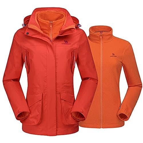 CAMEL CROWN Women's Waterproof 3-in-1 Ski Jacket Fleece Inner Winter Coat