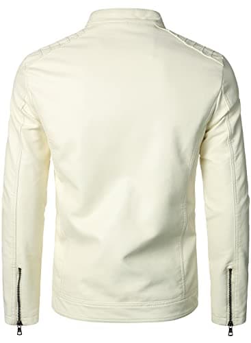 Black Hoodie Crew Leather Jacket for Men Motorcycle Coat