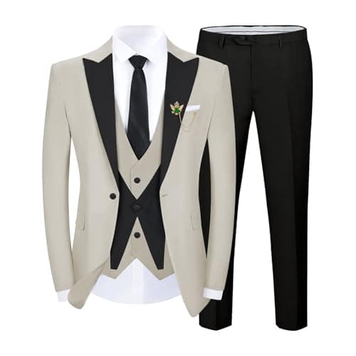 SPTALLFITJSV Slim Fit 3-Piece Men's Wedding Suit Set