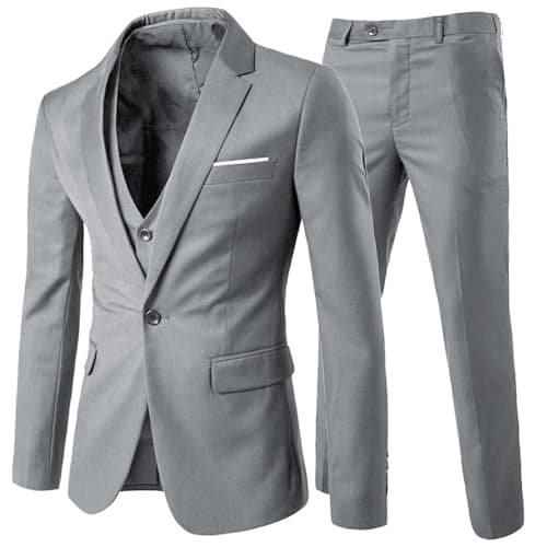 Cloudstyle Men's Slim Fit Notched Lapel 3-Piece Formal Suit Jacket & Pants Set