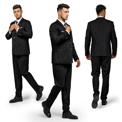 DEETRUST Men's Slim Fit 3-Piece Tuxedo Suit Set
