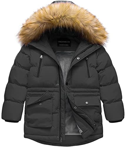 Creatmo US Boy's Winter Water Resistant Hooded Puffer Jacket