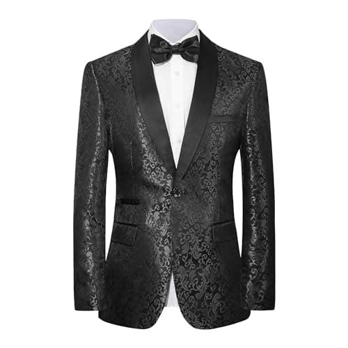 LiveZou Men's Floral Prom Dinner Party Tuxedo Suit One Button Pants Set
