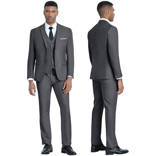 ZKHOECR Men's Slim Fit 3-Piece Suit Set for Business and Weddings