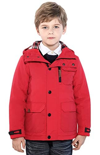 SOLOCOTE Boys Lightweight Thick Winter Jacket Warm & Soft Puffy Cotton Coat with Hood