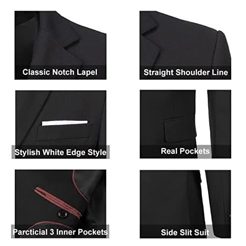 Lynerun Mens Solid Two Button Slim Fit Suit Set for Formal Weddings Business