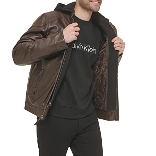 Calvin Klein Men's Faux Leather Moto Jacket
