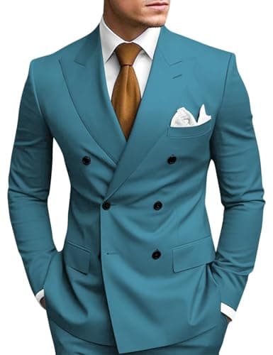 Double Breasted Suit Men Slim Fit 2 Piece Wedding Prom Set