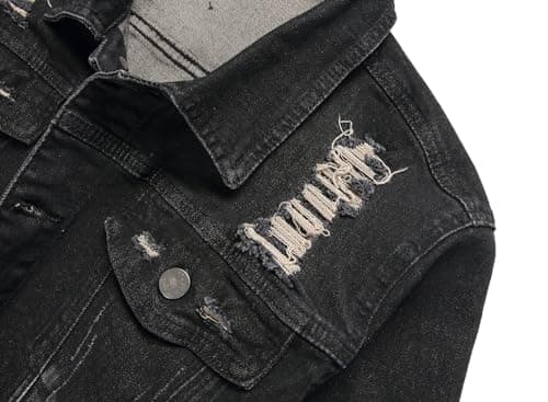 QIMYUM Men's Distressed Slim Denim Jean Jacket