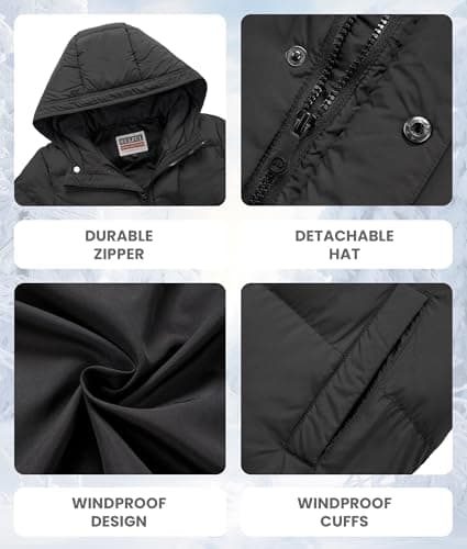 Boys Winter Hooded Puffer Jacket for Outdoor - Simplified English