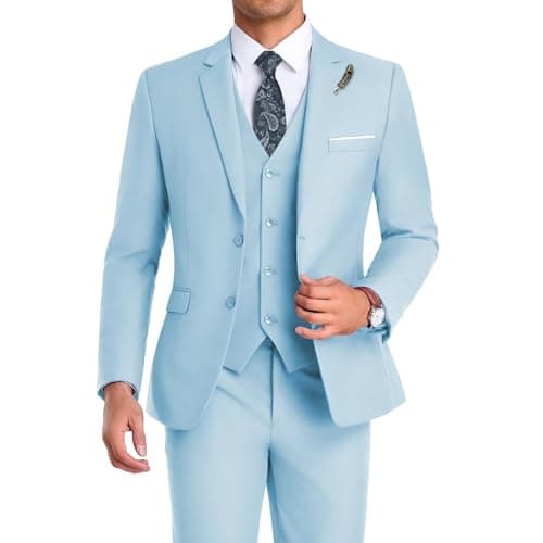 Mrbuerly Men's Slim Fit 3-Piece Suit for Groomsmen with Tie and Pants XS/36-30