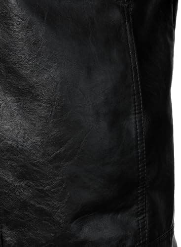 HOOD CREW Men's Lightweight Vintage Faux Leather Biker Jacket