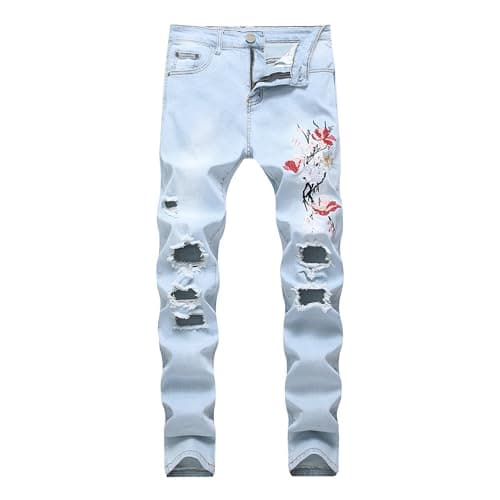 RANMCC Men's Slim Fit Ripped Jeans