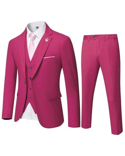 MrSure Men’s Slim Fit Tuxedo 3-Piece Suit_Blazer_Vest_Pants_Tie Party_Wedding_Business