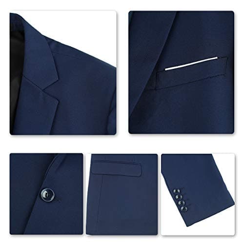 Cloudstyle Men's 3-Piece 2-Buttons Slim Fit Solid Color Smart Wedding Suit