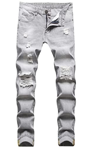 Slim Fit Ripped Distressed Stretch Jeans for Men
