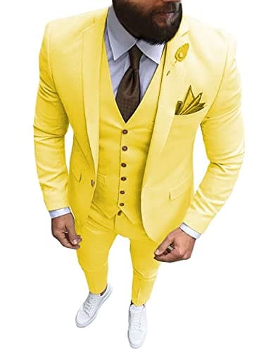 Wangyue Men's Slim Fit 3 Piece Suit Set