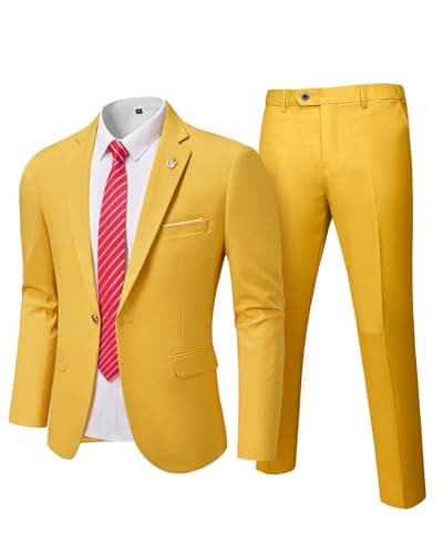 Hihawk Men's Slim Fit Suit with Stretch Jacket & Pants Set