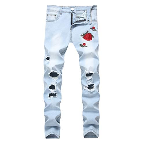 Leward Men's Skinny Slim Fit Ripped Jeans