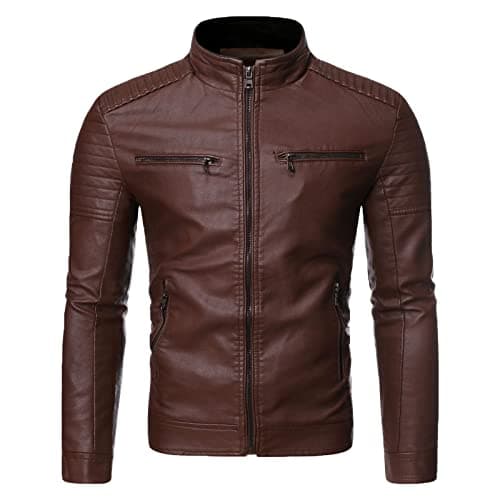 Maiyifu-GJ Men's Black Slim Fit Casual Motorcycle Jacket