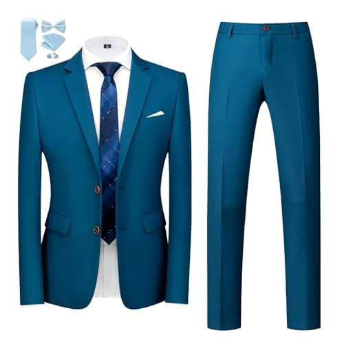 MOGU Men's Slim Fit Prom Tuxedo 2-Piece Suit (Jacket + Pants)