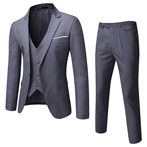 WULFUL Men’s Slim Fit 3-Piece Suit: Blazer, Vest & Pants for Business and Weddings